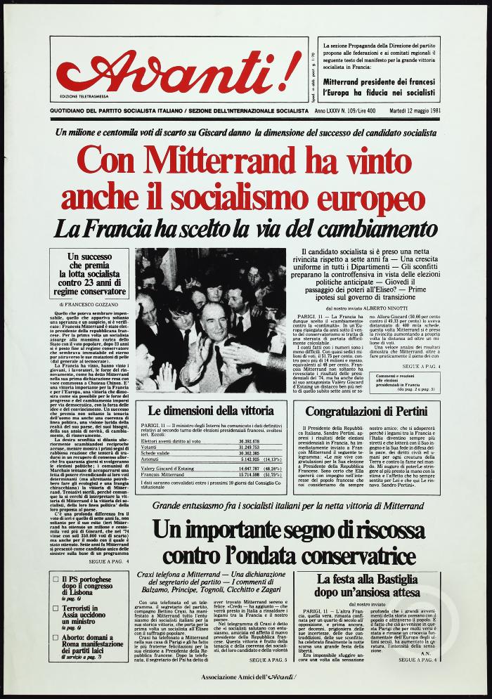 Con Mitterrand ha vinto anche il socialismo europeo Archivio