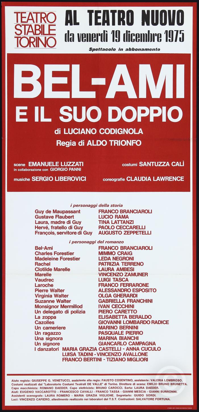 Al Teatro Nuovo da venerdì 19 dicembre 1975 ... Bel-Ami e il suo doppio, di  Luciano Codignola - Archivio | 9centro