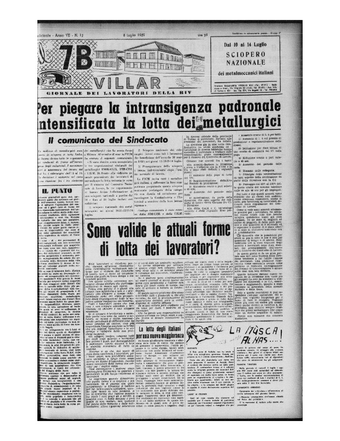 Il 7 B Villar. Giornale dei lavoratori della RIV. A. 7 n. 12 8